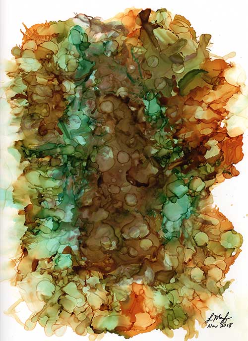 an abstract image with brown, green and orange colors