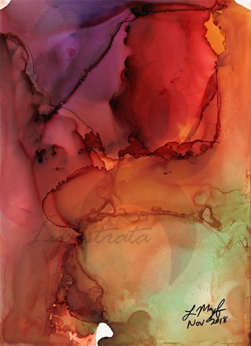 an abstract image with brighter, glowing greeinsh yellow in the lower right corner, fading through orange and red to a deep purple in the upper left corner, resembling a sky at sunset